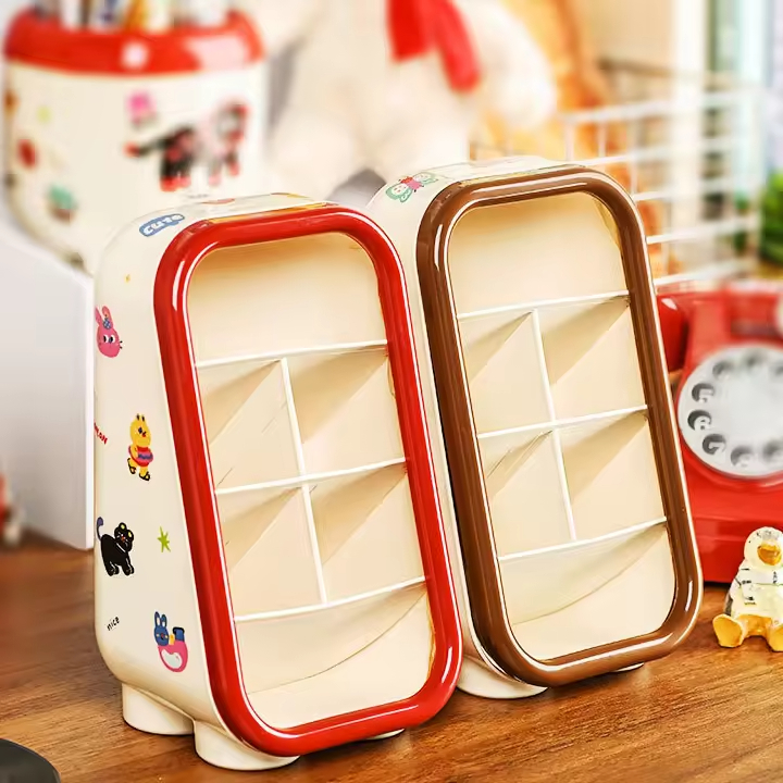 Cute Cartoon Multifunctional Four-Tier PP Plastic Injection Office Organizer Home Desk Table School Stationery Pen Holder product view