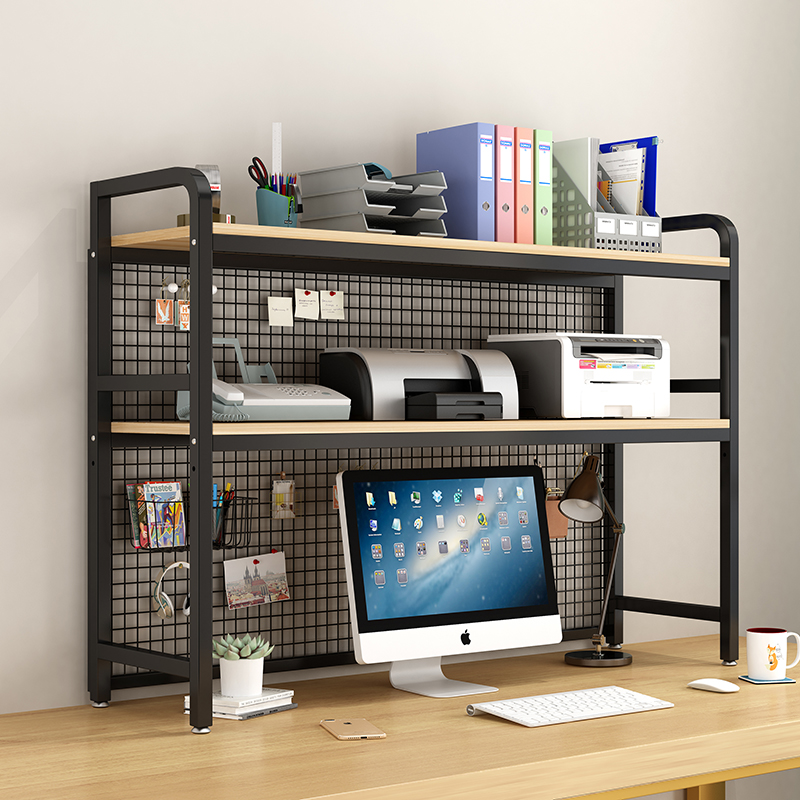 Custom Desktop Bookshelf With Grid Storage Shelves Desktop Multilayer Shelves Student Computer Desk Rack Bookcase product view