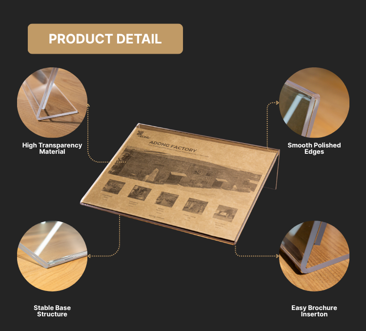 Custom Transparent Clear Acrylic Sign Holder Countertop Display Stand OEM Vietnam ADONG A88 detail