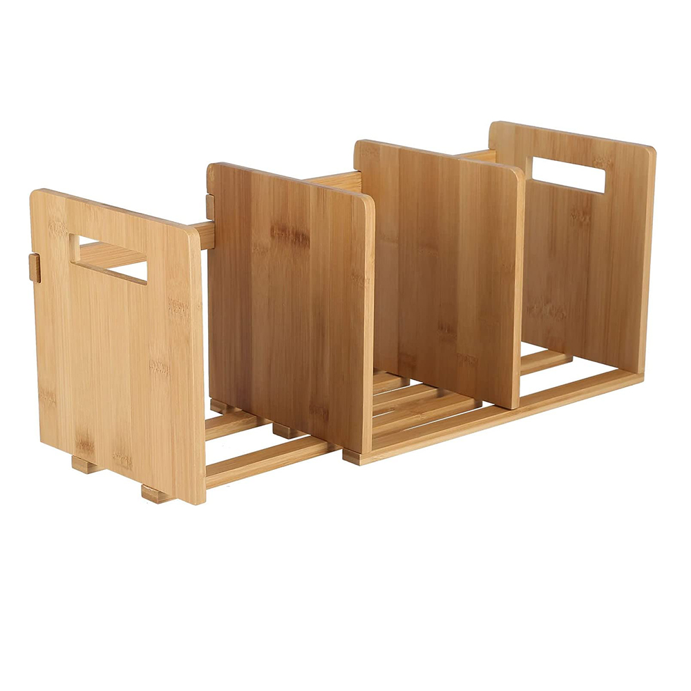 Customized Cheap Natural Bamboo Living Room Corner Expandable Modern Minimalist Bookshelf Storage Rack product view