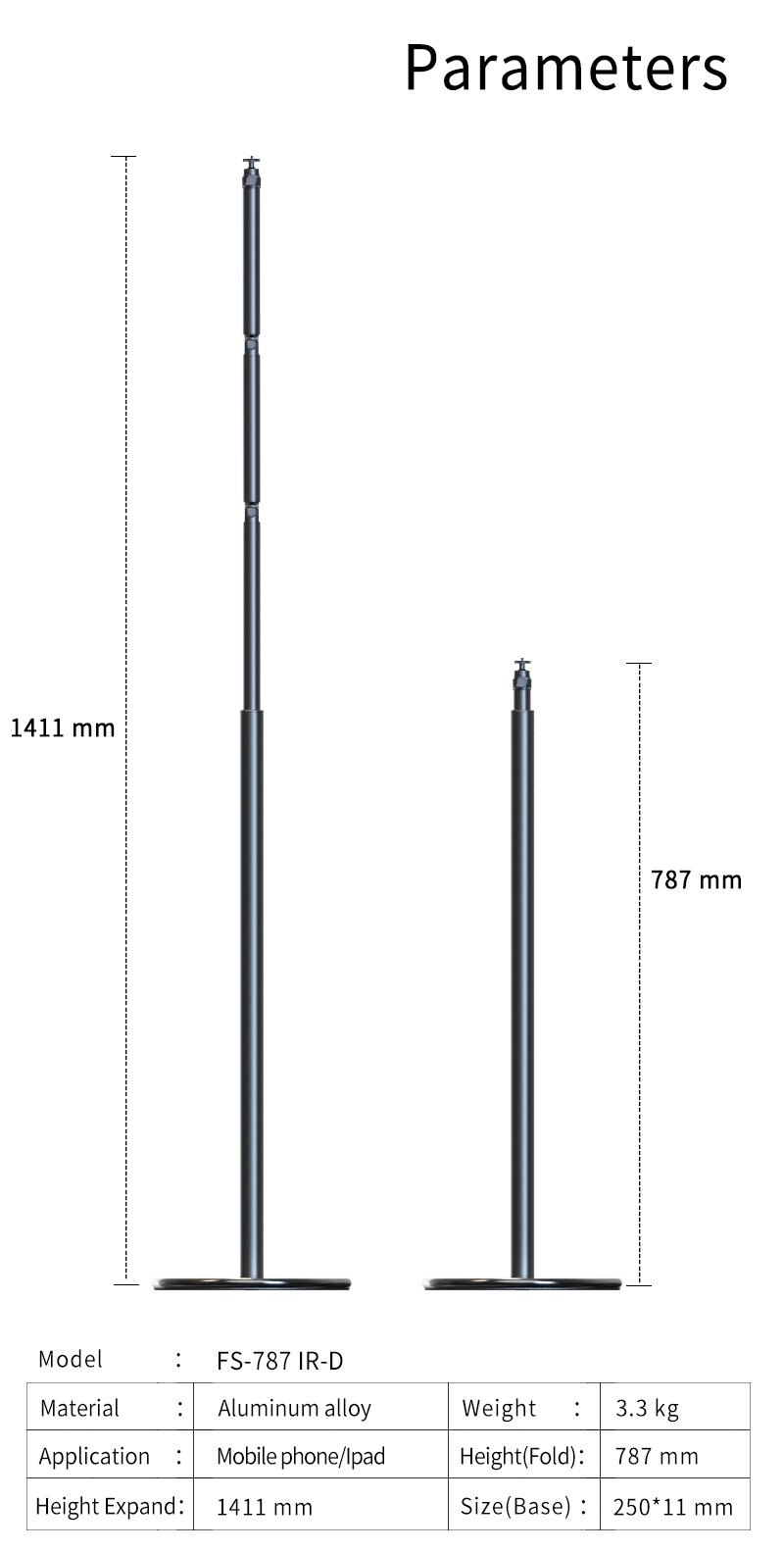 Adjustable Aluminum Telescopic Rod Lazy Holder Universal Support for iPad & Mobile Phone detail