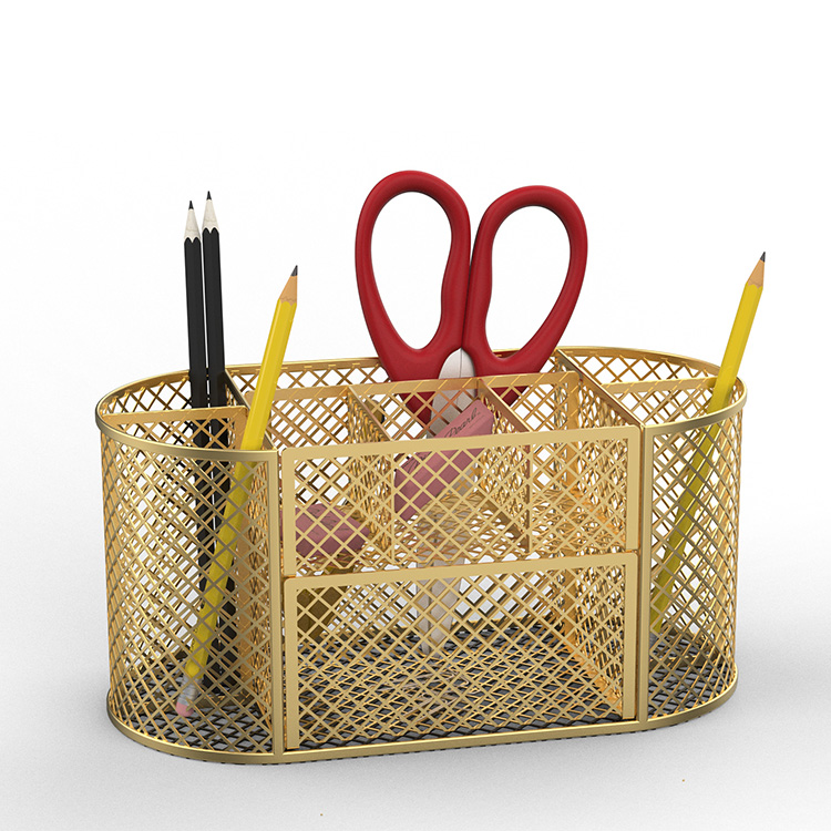 Multifunctional Storage Wire Spray 9 Compartment Pen and Pencil Case Metal Mesh Pen Holder in Kitchen detail