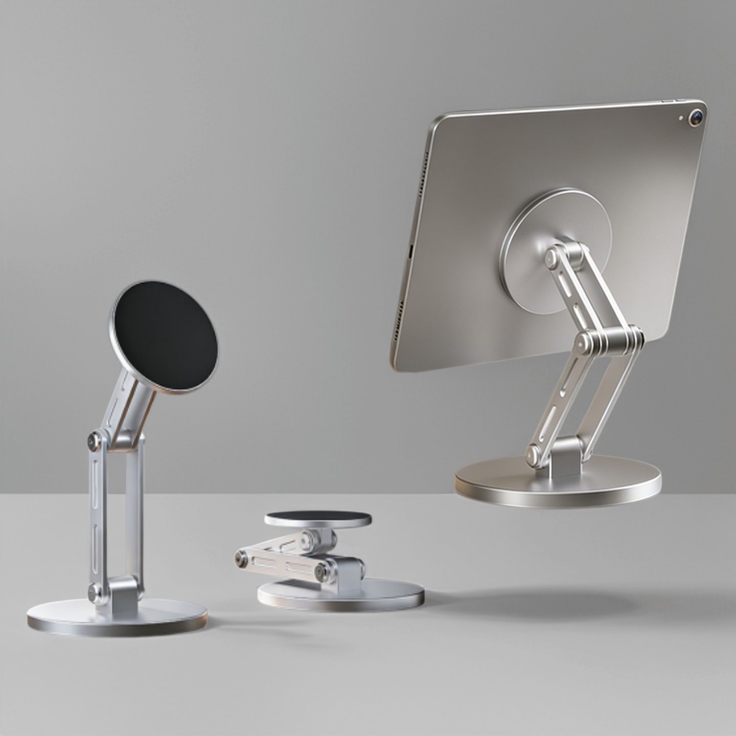360 Rotating Magnetic Tablet Stand Foldable Aluminum Phone Holder for Desk Office & Travel Supports 4-10 Inch Devices