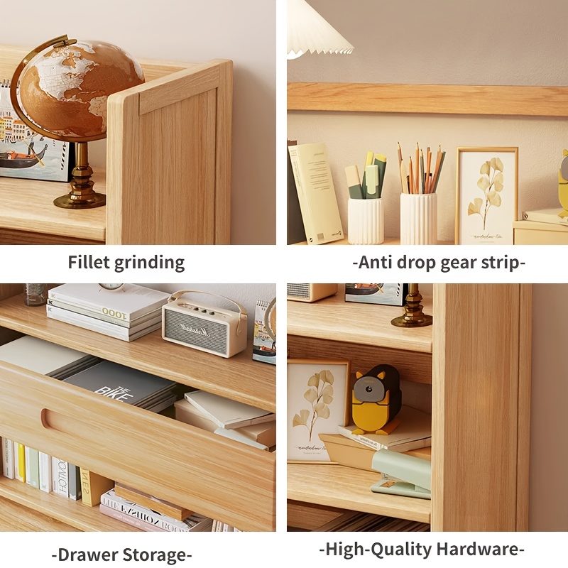Modern Bamboo Desktop Bookshelf Multi-Level Office Storage Rack for Bedroom and Home Use Simple Design detail