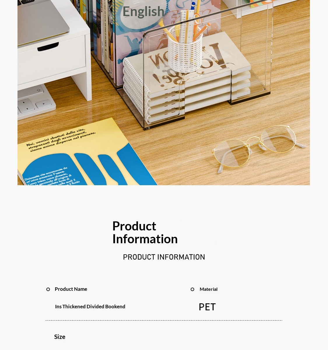 Desktop Bookshelf Transparent PET Simple Rectangle Student Desk Storage Rack Office Dormitory File Storage Made in China detail