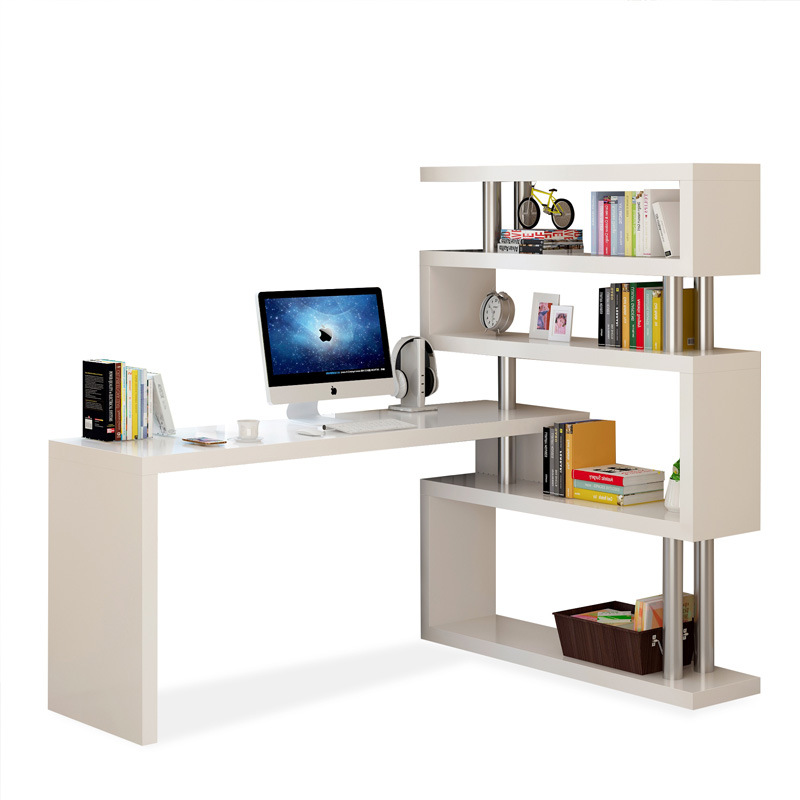 Modern Design Corner Bookshelf and Bookcase Integrated Desktop Computer and Student Writing Desk for Household Use product view