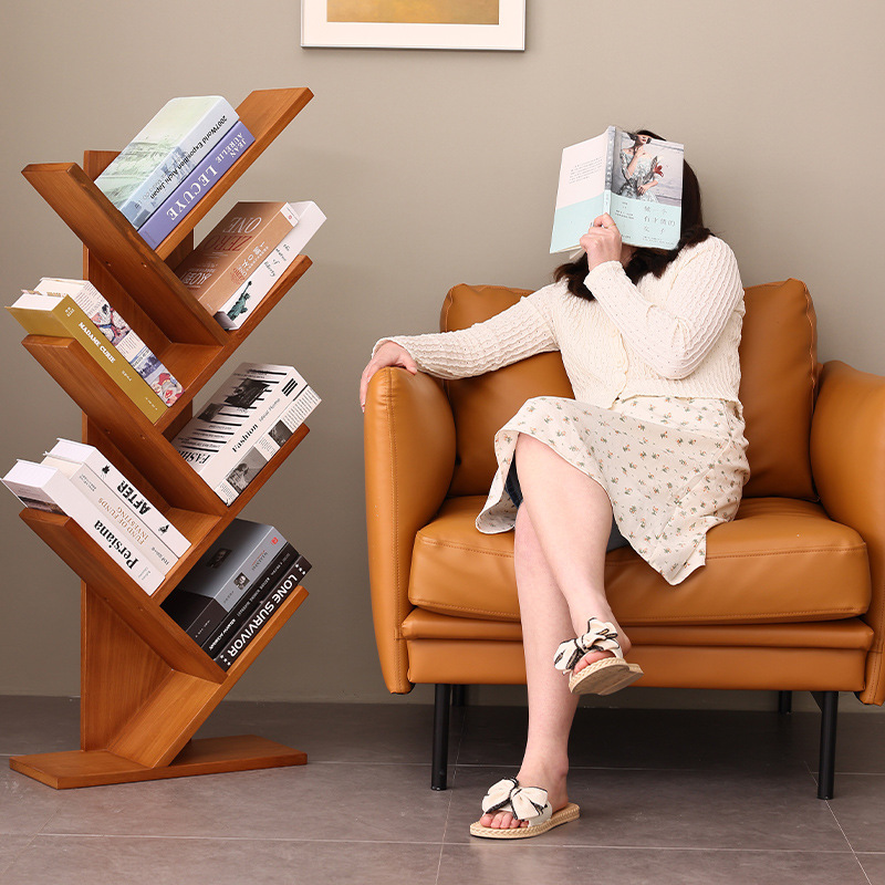 HOSTK Home Office Multi Tiers Natural Multiple Customization Desktop Bookcase Storage Adjustable Bookshelf Bamboo product view