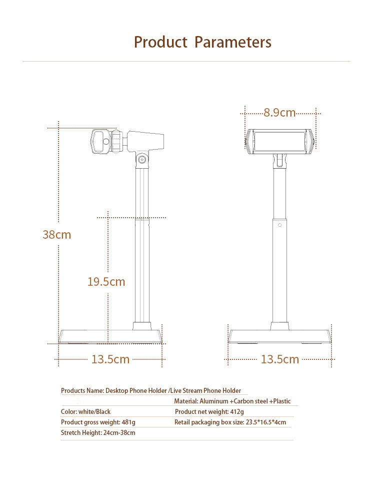 Phone Stand Aluminium Alloy Adjustable Folding Desktop Tablet Cell Phone Stand Holder detail