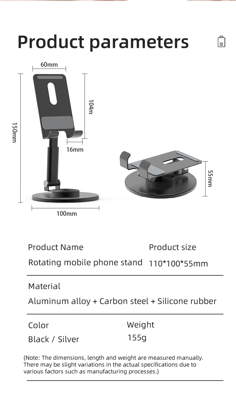 Anti-slip Foldable Aluminium Alloy Desk Phone Stand Tablet Holder Mobile Phone Holders with Adjustable Height detail