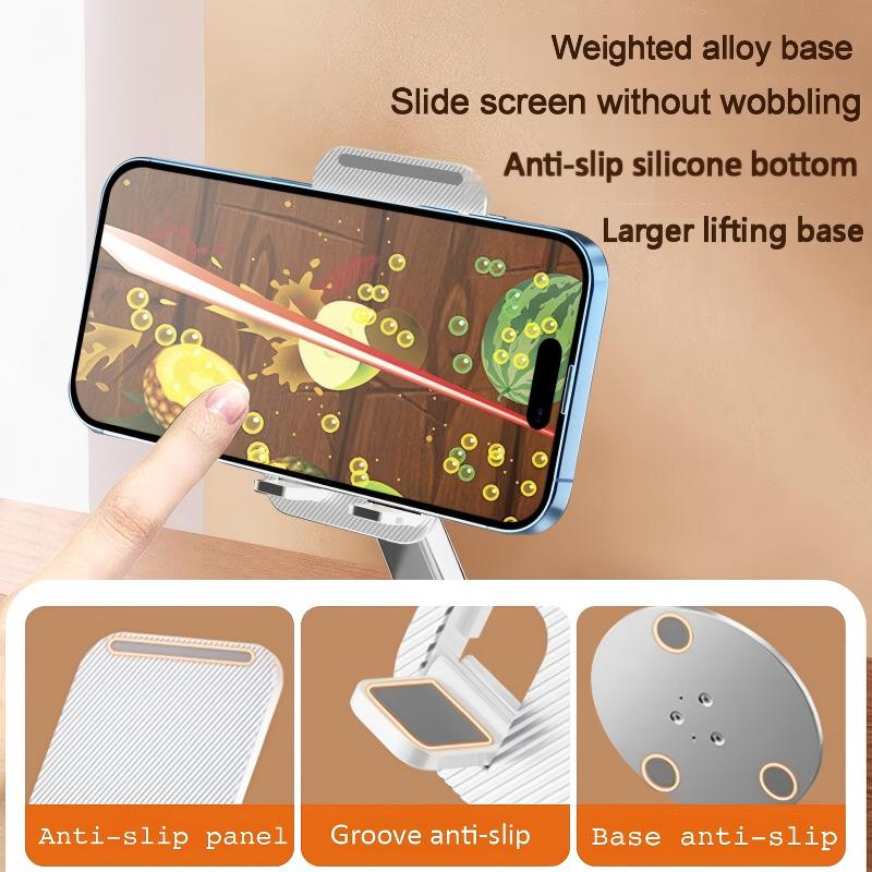 Factory Direct Desktop Phone Holder 360° Rotation Aluminum Alloy Carbon Steel Height Adjustable Anti-Slip Silicone OEM ODM detail