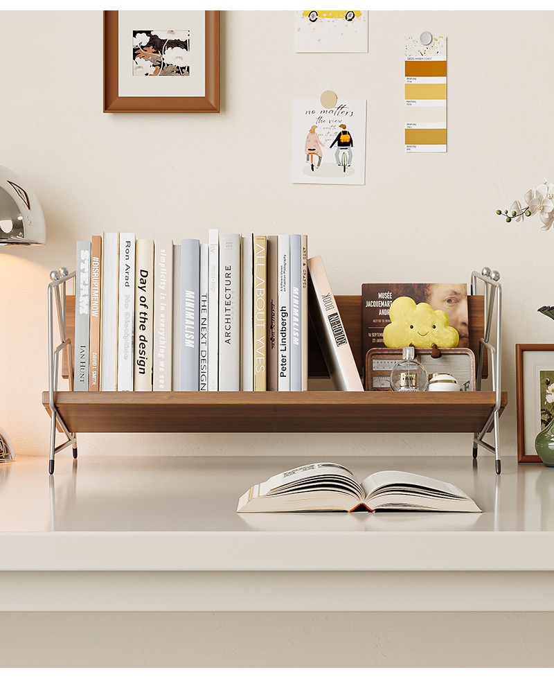 American Style Steel Desktop Bookshelf Student Dormitory Desk Storage Rack Office Desk Organizer Bookcase Display Home Furniture detail