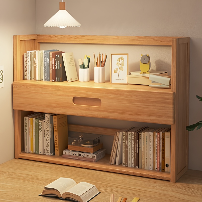 Modern Bamboo Desktop Bookshelf Multi-Level Office Storage Rack for Bedroom and Home Use Simple Design product view