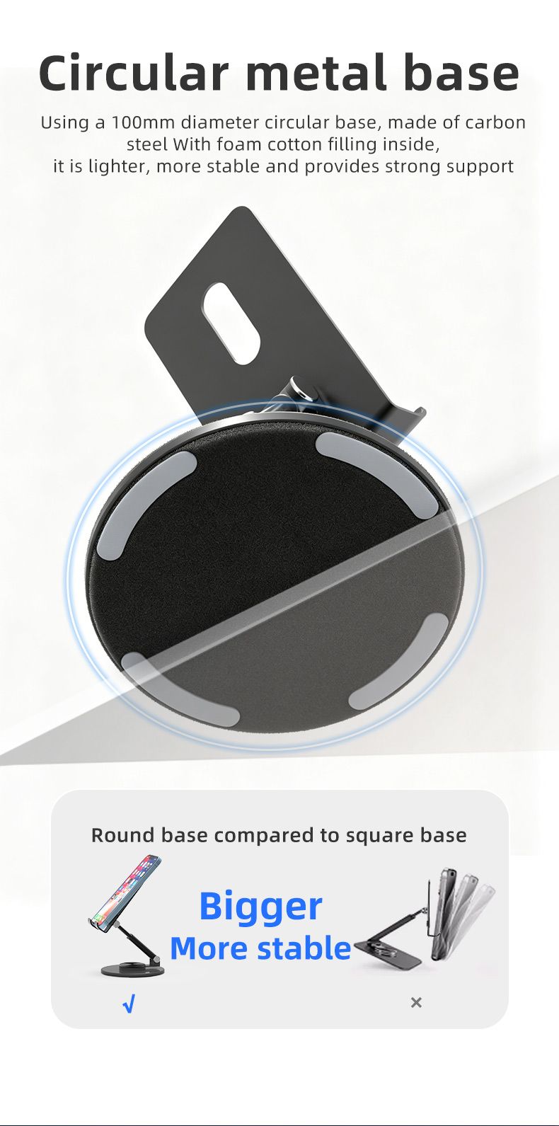 Anti-slip Foldable Aluminium Alloy Desk Phone Stand Tablet Holder Mobile Phone Holders with Adjustable Height detail