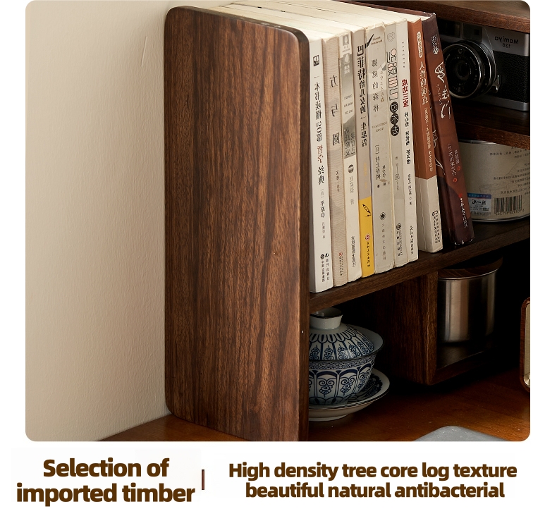 Solid Wood Standing Type Storage Rack Modern Coffee & Dining Table Cup Holder Desktop Bookshelf detail