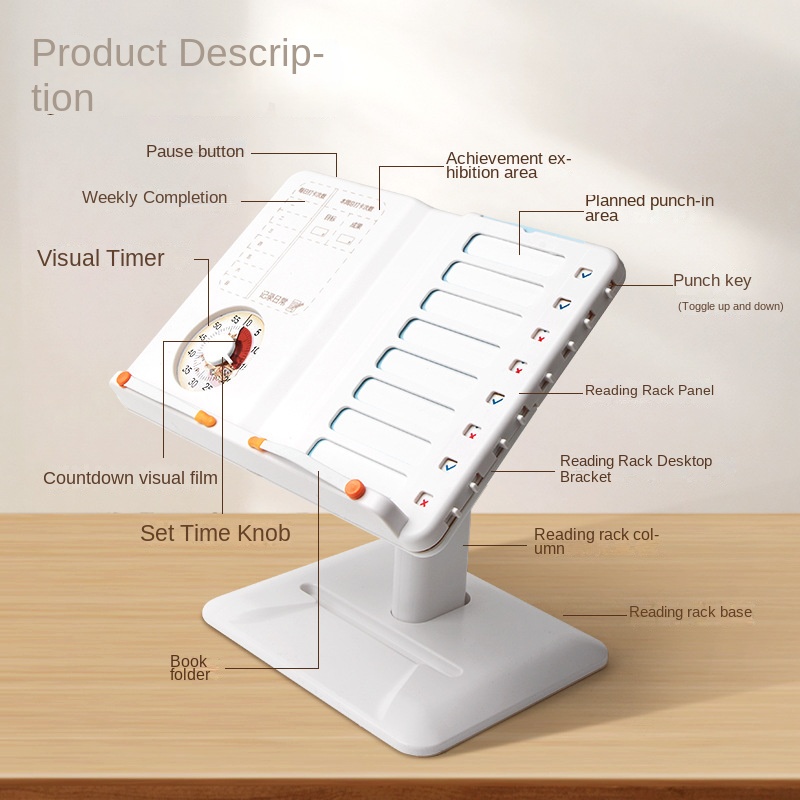 Adjustable Plastic Pin-Card Desktop Reading Rack Multi-Function Self-Discipline Bookshelf for Students Children Bookends product view