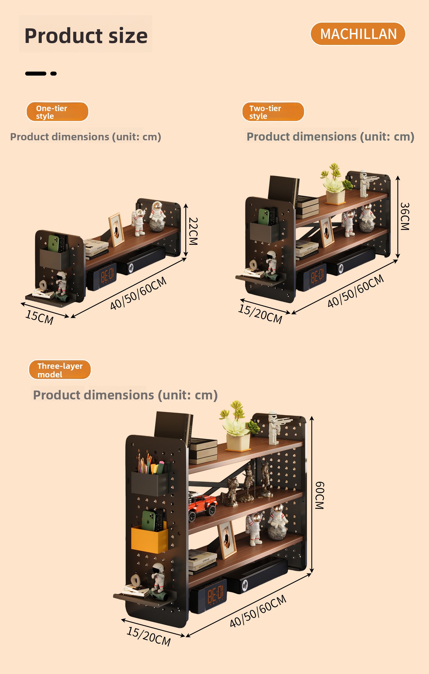 Durable Desktop Shelf Table DIY Pegboard Bookshelf Computer Desk Multi-Layer Storage Rack Office Display Rack Precious Metals detail