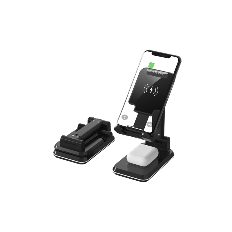 Portable Folding 15W Fast Charging Dual 10W Fast Charge Type-C Adjustable Phone Holder Stand Wireless Charger