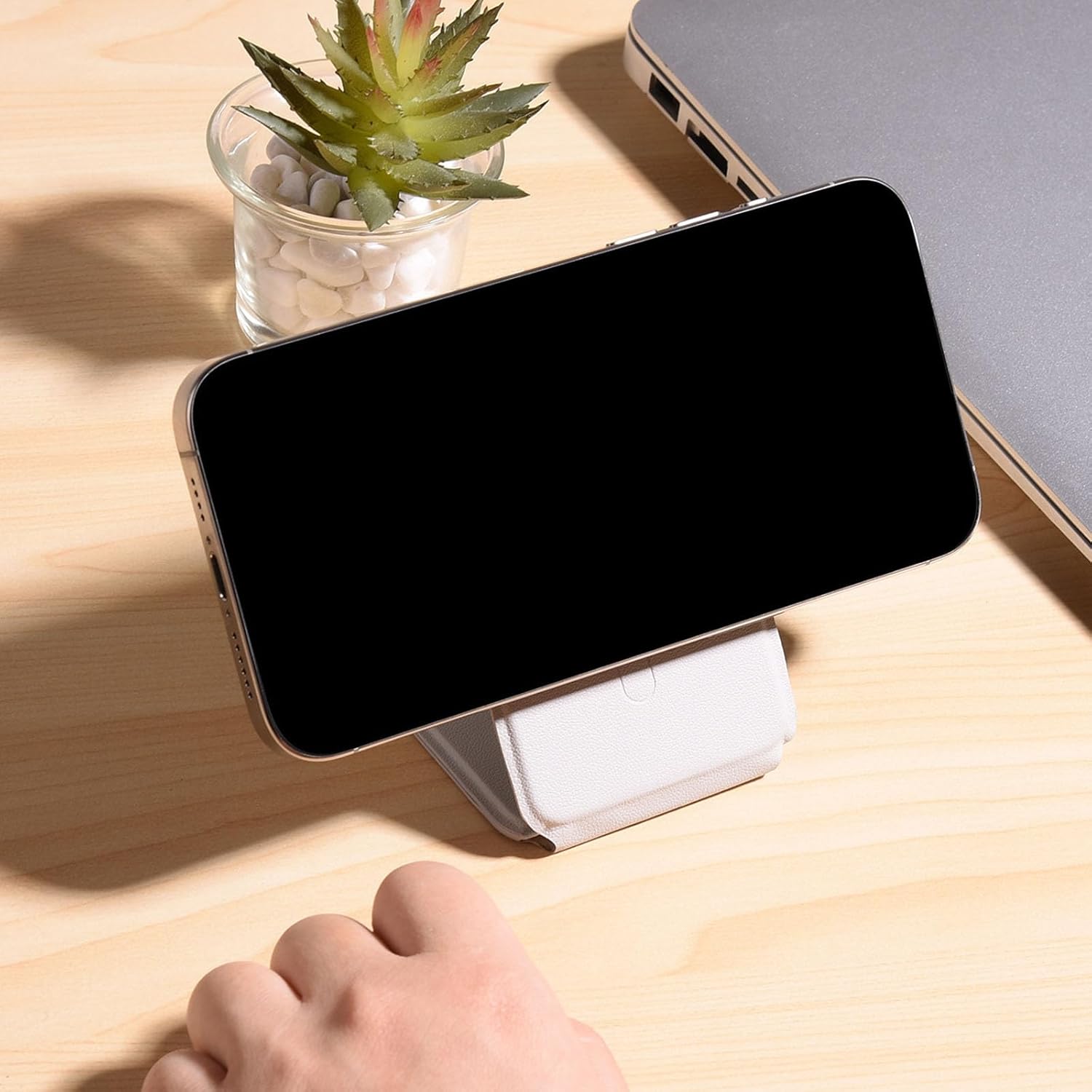 2 in 1 Phones Stand & Card Holder with Not Slip Feet for Stable Placement During Photography Meeting Stand Phones Mount product view