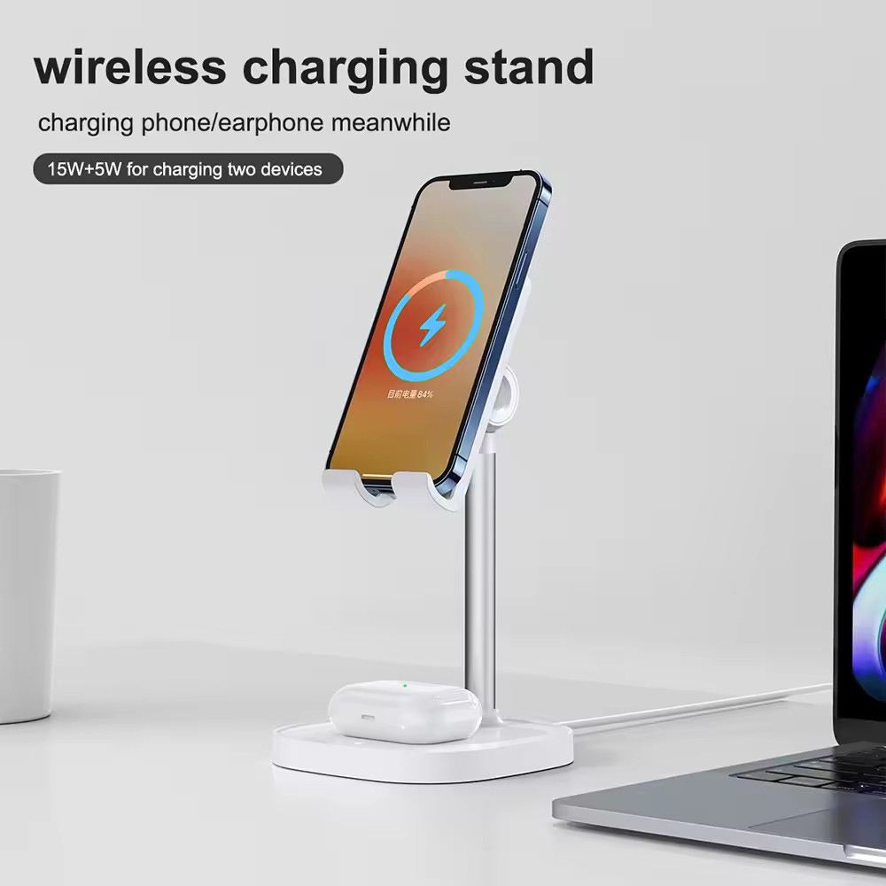 Desktop Wireless Charger Phone Stand,15W Multifunction Charger for Cell Phone Earphone Watch Wireless Charger product view