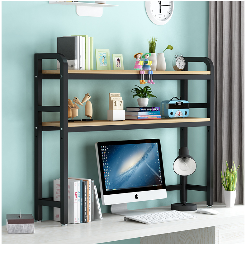 Custom Desktop Bookshelf With Grid Storage Shelves Desktop Multilayer Shelves Student Computer Desk Rack Bookcase detail