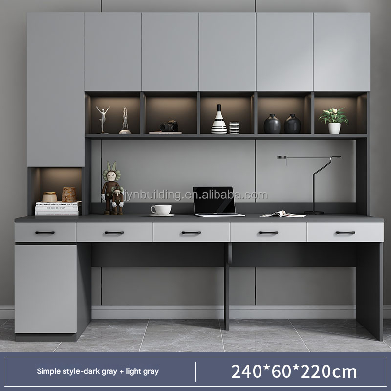 JYN Double Desk Cabinet Home Office Bookshelf Combination Home Student Use Desktop Computer Desk Integrated Bookcases detail