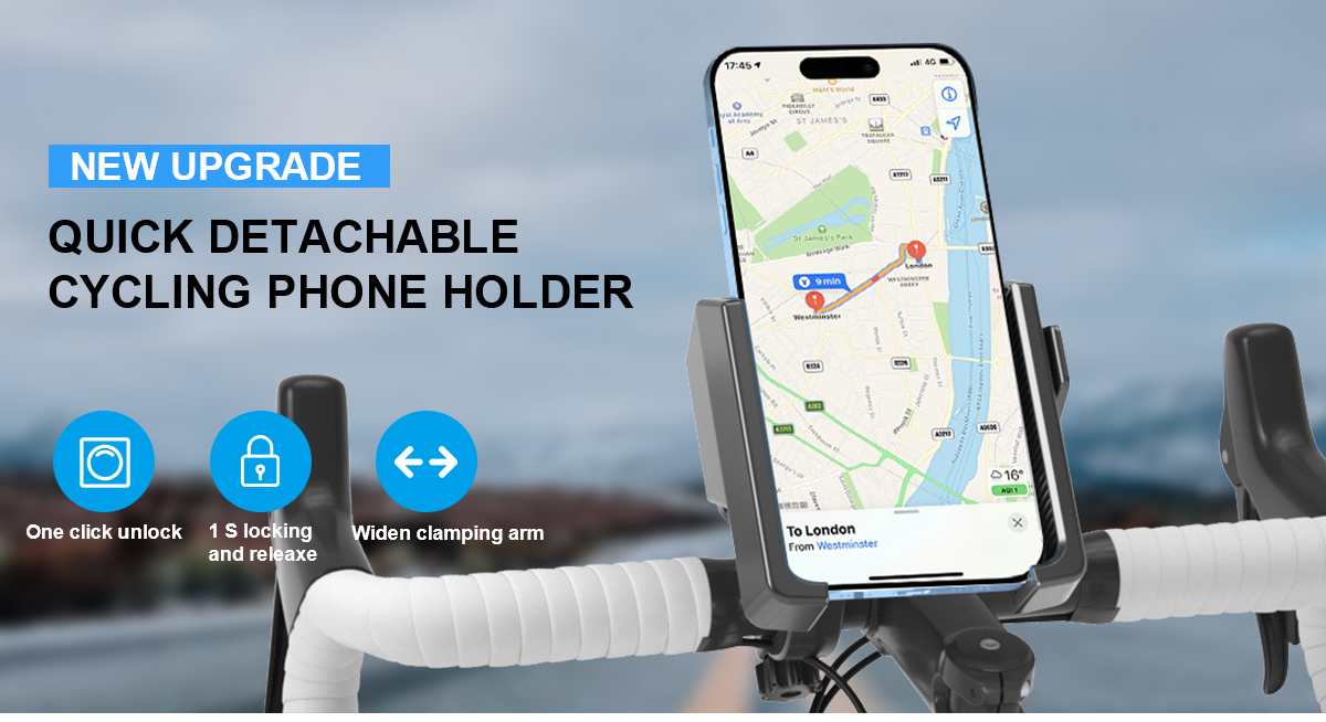 Portable 360 Degree Rotatable Phone Stand Flexible ABS Mobile Holder One-Key Release Compatible Big Size Phone Sports Motorbike detail