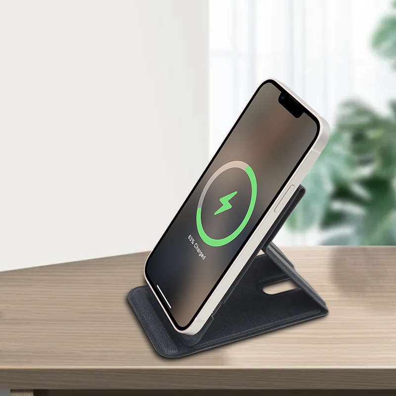 Kingsoil Wholesale 15W Fast Charging PU Leather Phone Stand, Foldable Wireless Charger with Type-C Port detail
