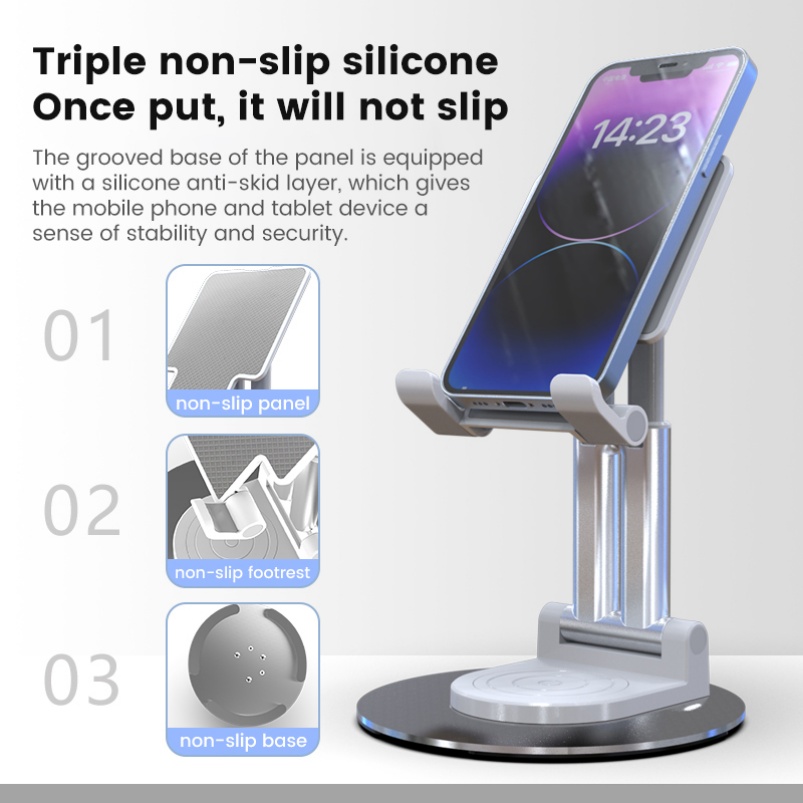 Hot Selling Portable Foldable Aluminum Phone Stand Adjustable Desktop Holder Stable Base Universal Mobile Bracket product view