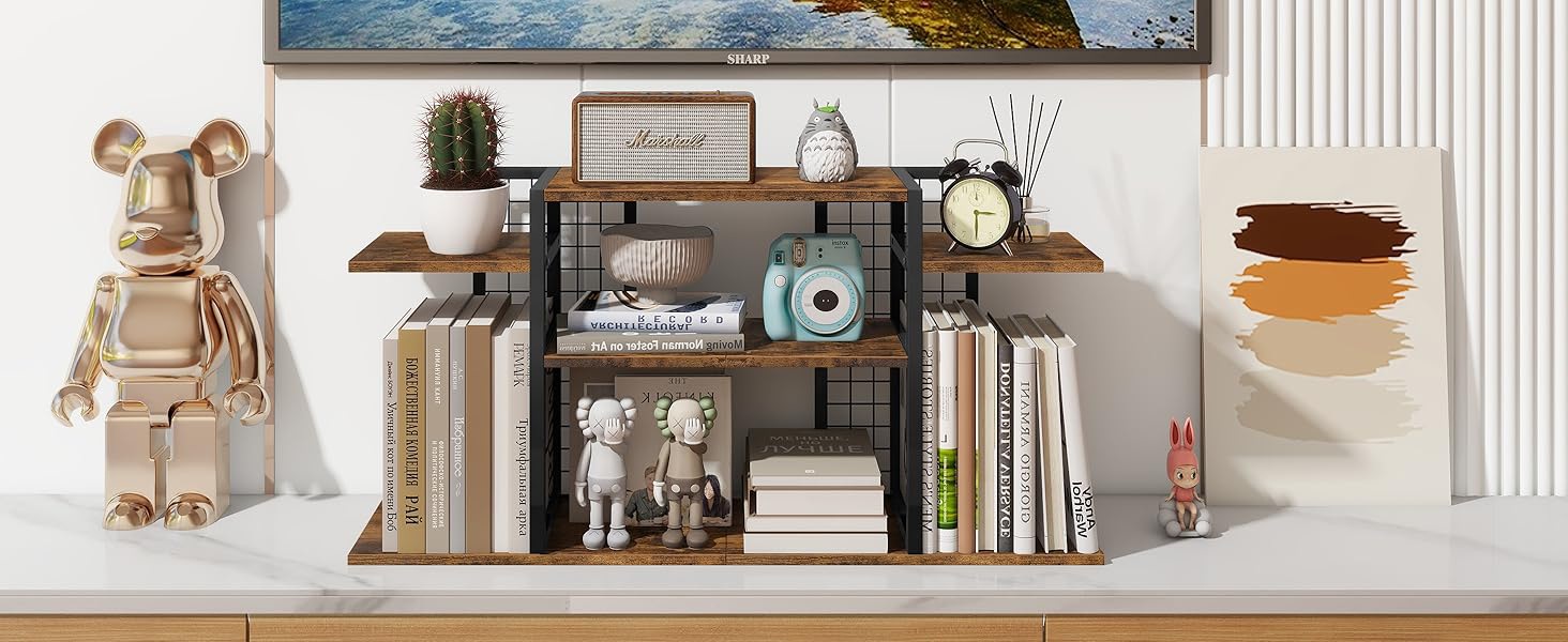 Standing Type 4-Layer Wooden Adjustable Non-Folding Desktop Storage Rack & Bookshelf for Storage Organization detail