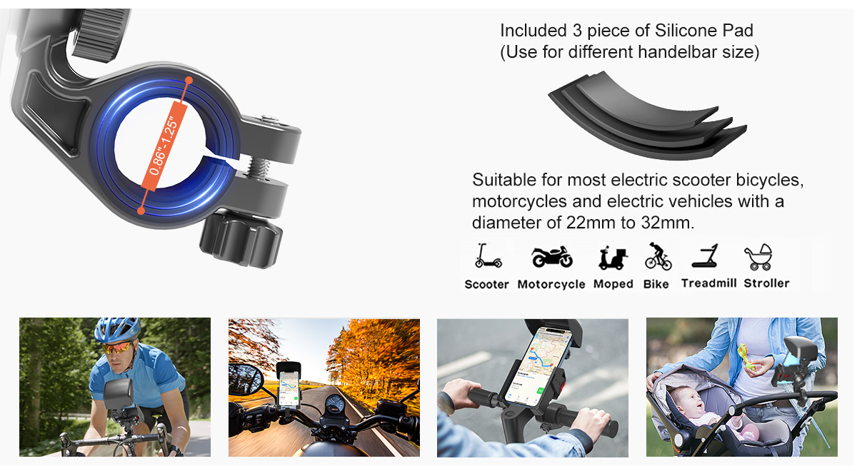 Portable 360 Degree Rotatable Phone Stand Flexible ABS Mobile Holder One-Key Release Compatible Big Size Phone Sports Motorbike detail