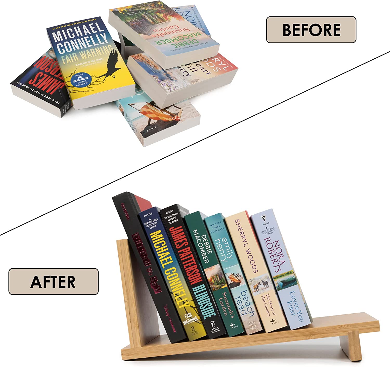 Wholesale Bamboo Desktop Bookshelf 2-Layer Countertop Bookcase Display Rack Small Bookshelf Desk Supplies for Office and Home detail