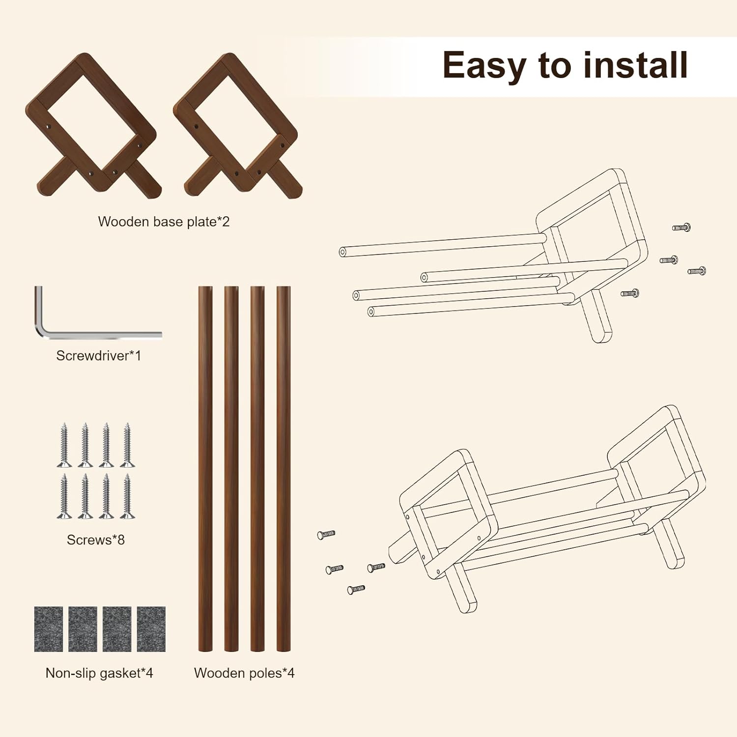 Bamboo Desktop Bookshelf Retro Brown Book Rack Shelf Organizer Stable Bookshelves Storage Tabletop Magazine Holder detail