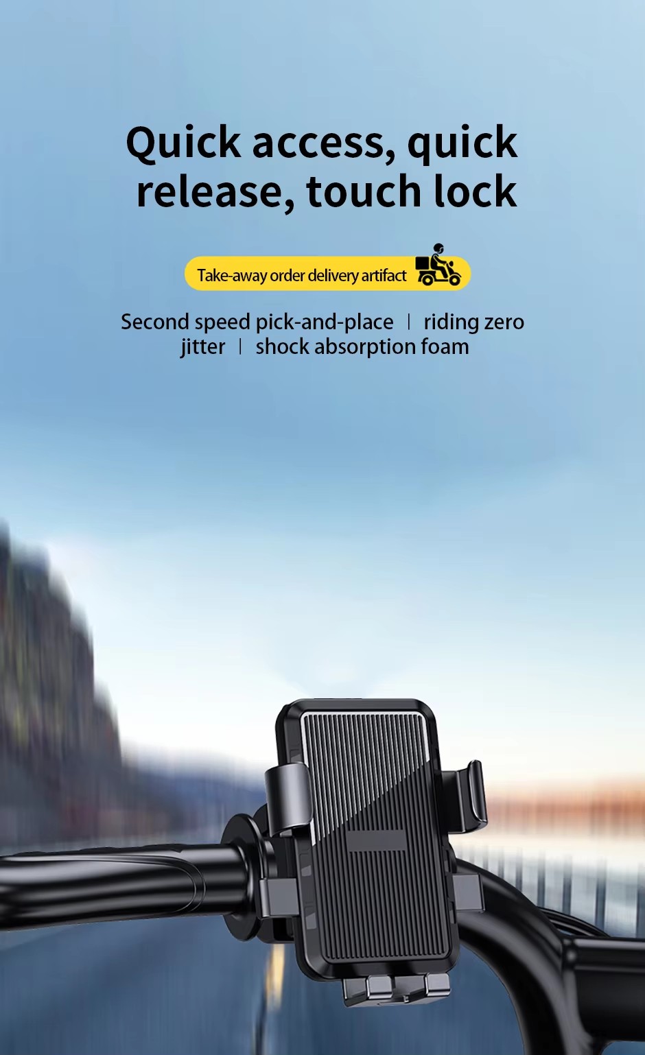 Universal Cell Phone Holder Bicycle Handlebar Multi Use Shockproof Motorcycle Phone Stand detail
