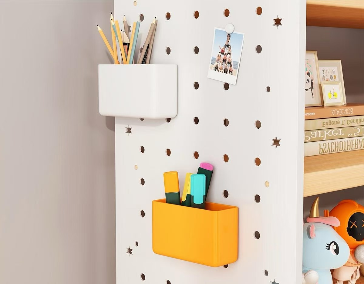 Simple Multi-Layer Desktop Bookshelf with Hole Pegboard Office Workstation Storage Rack Organizer for Student Dormitory product view