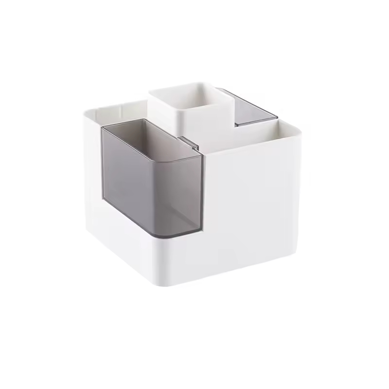 Creative Office Desk Pen Holder & Storage Rack-Multifunctional Transparent ABS Plastic Office Organizer for School Home Office