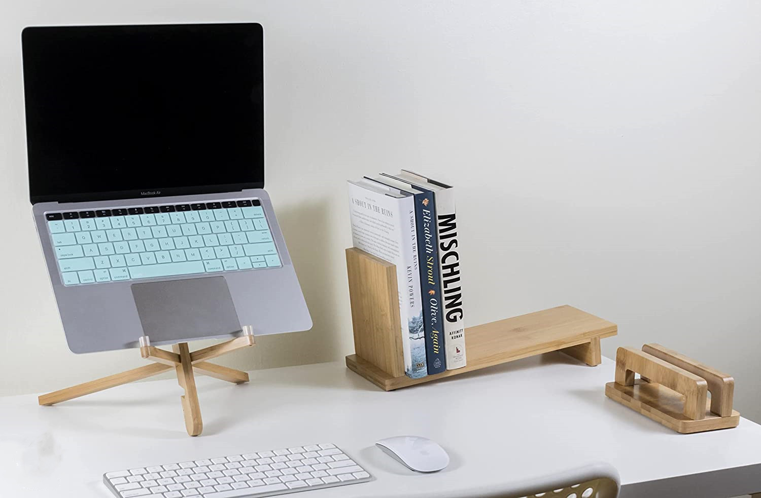 Wholesale Bamboo Desktop Bookshelf 2-Layer Countertop Bookcase Display Rack Small Bookshelf Desk Supplies for Office and Home product view