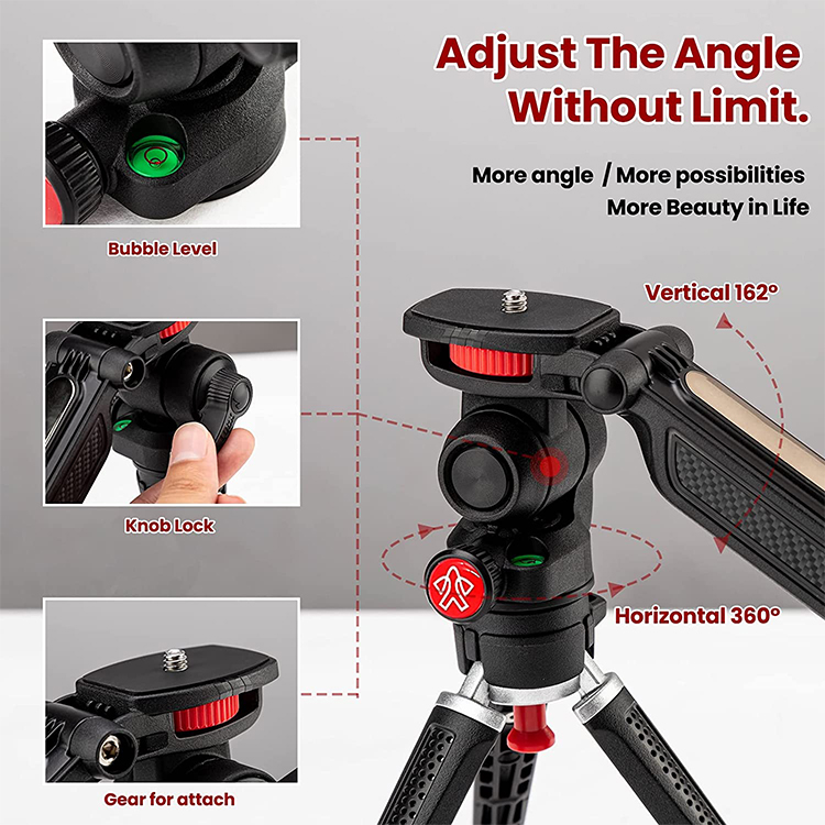 Goocong OEM Professional Universal Fluid Head Stable Smartphone Camera Tripod Stand detail