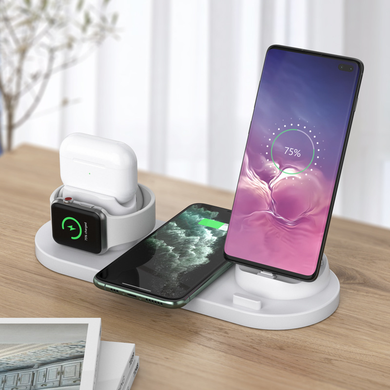 Tabletop Fast Charging 4 6 in 1 Rotate Stand Phone Holder Charge Dock Universal Wireless Charger for iPhone Apple Watch Samsung product view
