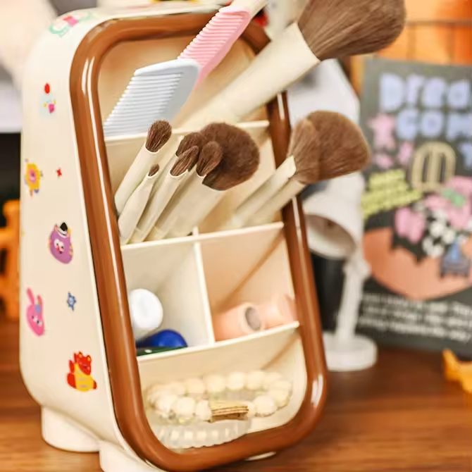 Cute Cartoon Multifunctional Four-Tier PP Plastic Injection Office Organizer Home Desk Table School Stationery Pen Holder product view