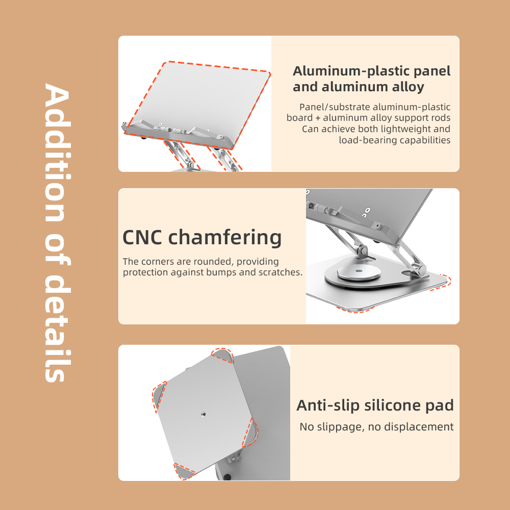Aluminum Alloy Multifunctional Reading Stand Desktop Rotating Folding Bookshelf with Computer Stand for Students Tablet PC Users product view