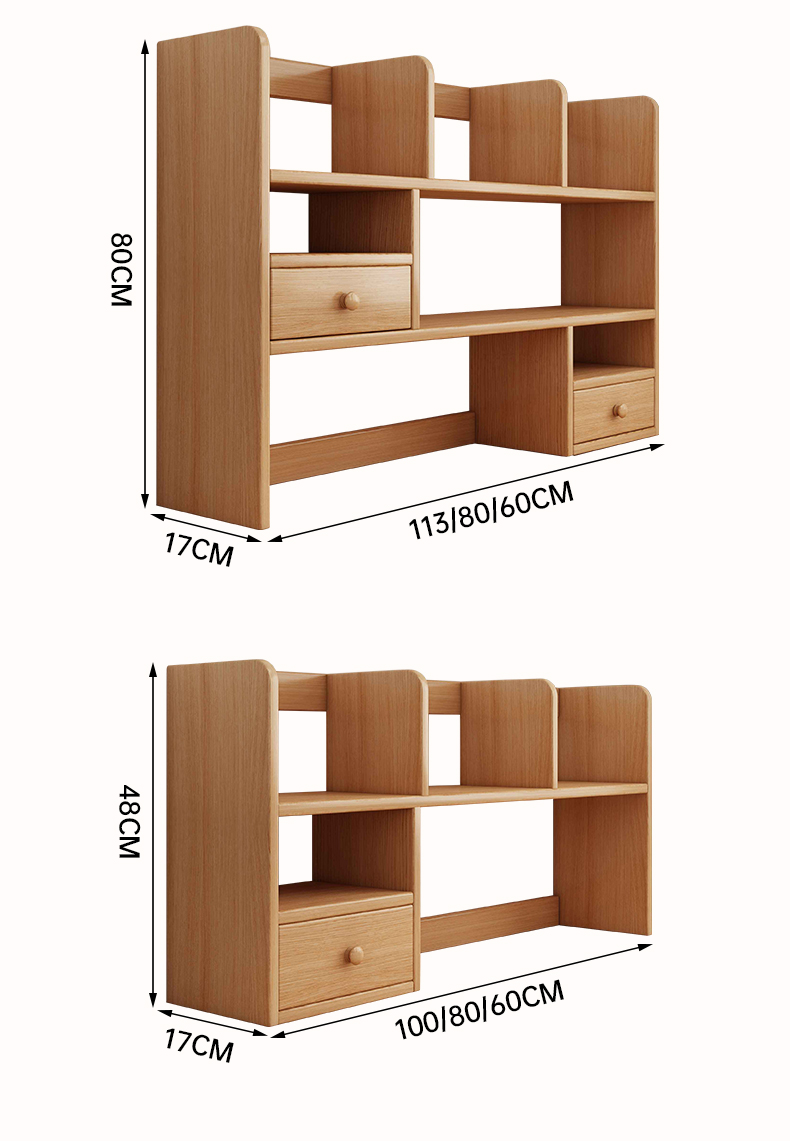 Solid Wood Minimalist Modern Style Desktop Bookshelf Storage Rack for Home Bay Window Desk detail