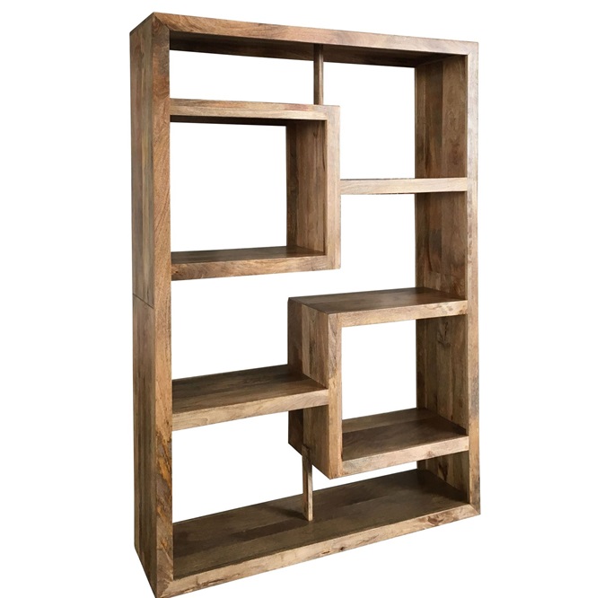 New Design Mango and Acacia Wood Storage Organizer Display Shelf Rack Adjustable Wood Desktop Bookshelf detail