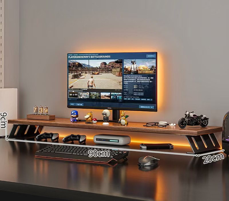 Multilayer Wood Desktop Bookshelf with Double Tiers Heightening Computer Arrogance Home Desktop Storage Shelves with Hole Board product view