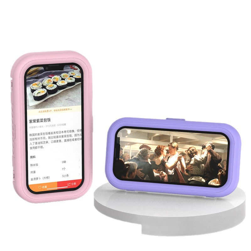 Bulk Supply Waterproof Bathroom Phone Case Stand ABS Phone Holder in Shower Anti-Fog HD Touch Screen Adhesive Tape Wall Mount