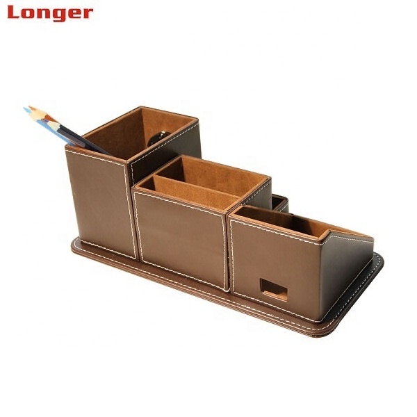 LG- B050 Premium PU Leather Multifunction Desktop Organizer Built-in Pen Holder Custom Branding Available for Office Home Use detail