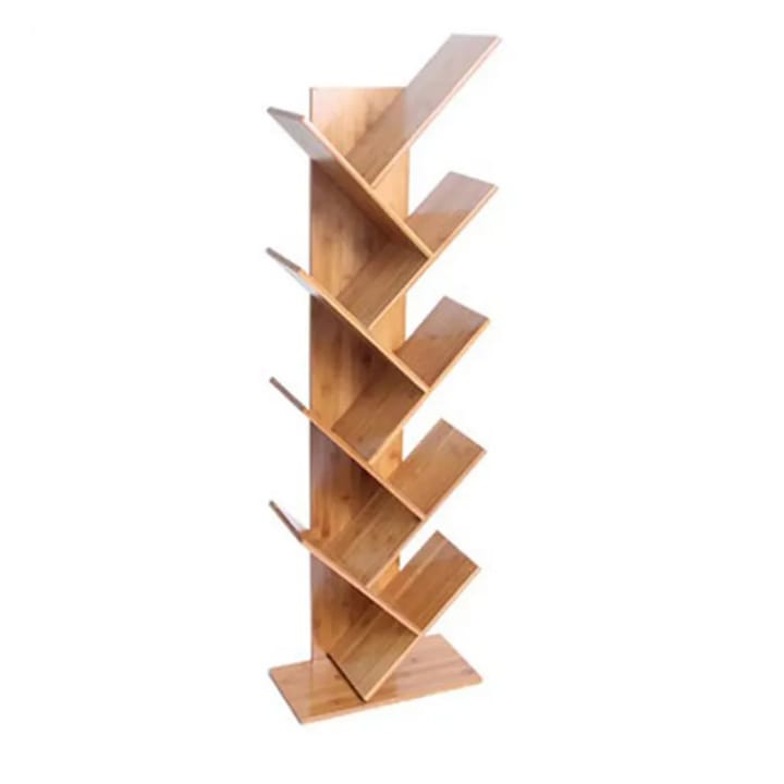 Modern White Tree Shaped Desktop Bookshelf 8 Tier Tabletop Book Organizer Wooden Branch Shelving Unit for Home Office Study Desk detail