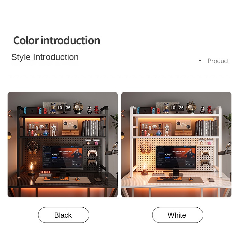 Metal Wire-Wrap Board Shelf Desk Desktop Bookshelf Desk Storage Decoration Computer Desk Electric Racing Wind Display Shelf detail