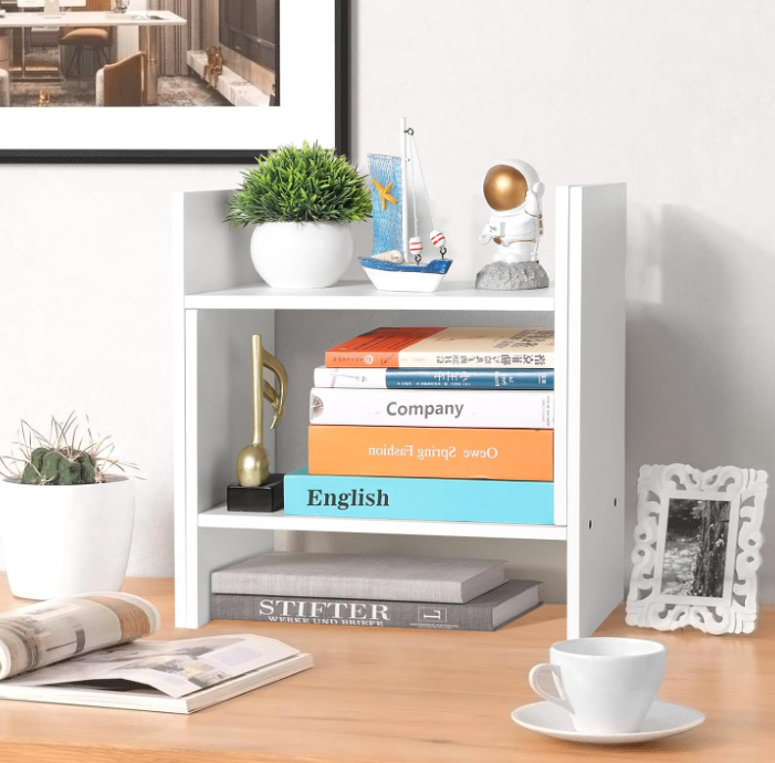 Hot Sale Pragmatic Cheap White Wooden Multi-tier Desktop Bookshelf Small Desk Book Organizer product view