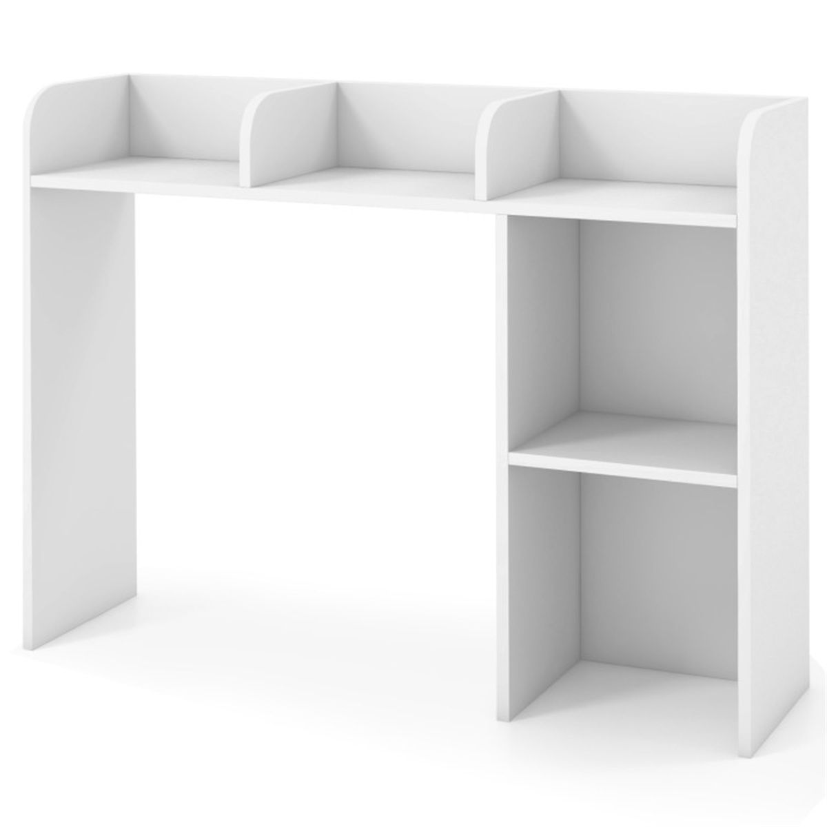 White Engineered Wood Desktop Bookshelf 27FT/68.58cm Monitor & 93.98 by 25.40 73.66cm Hutch with Anti Tip Kits detail