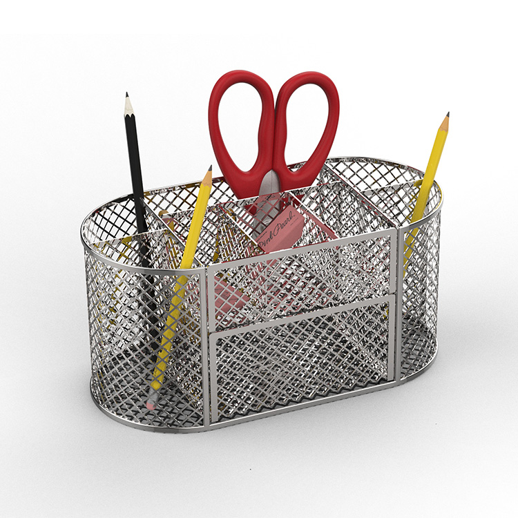 Multifunctional Storage Wire Spray 9 Compartment Pen and Pencil Case Metal Mesh Pen Holder in Kitchen detail